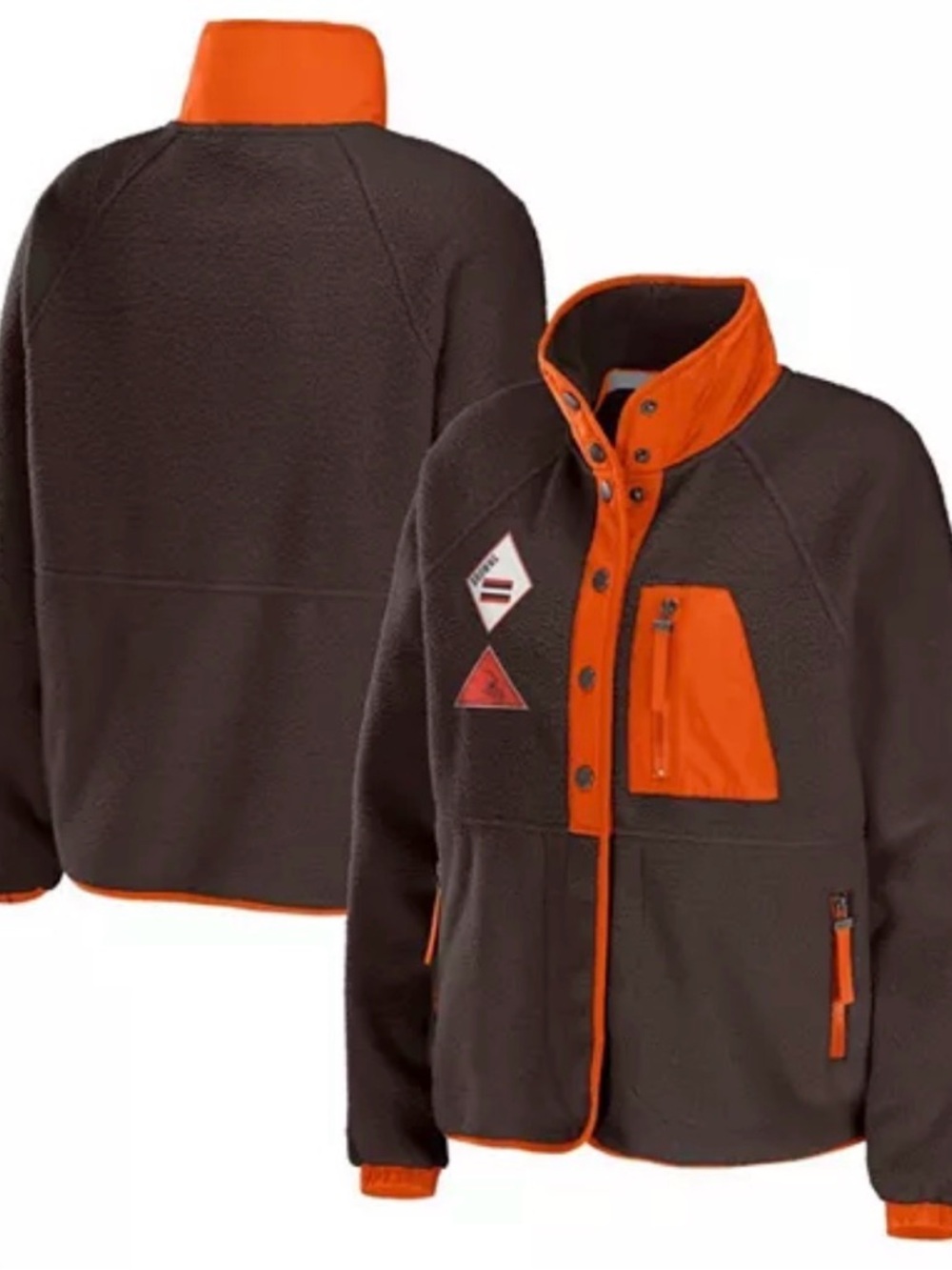Women's Cleveland Browns Polar Fleece Raglan Full-Snap Jacket, Size Medium